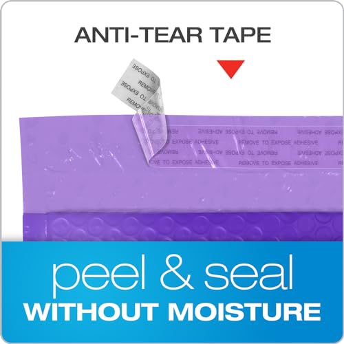 Image of Quality Park Bubble Mailers, 6 x 9, Purple Poly Mailers, Padded Envelopes, Shipping Bags, Water Resistant, Self Seal, 50 Per Box (QUA85904)