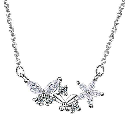 Colliers avec pendentifs en forme de fleurs, ras du cou en zircon pour femme