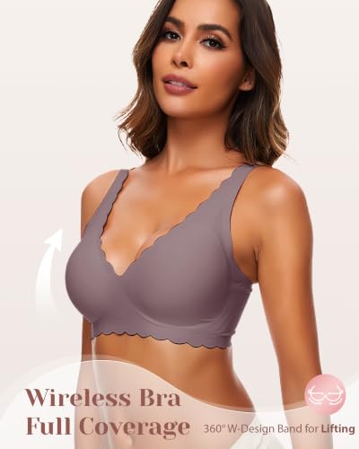 Image of Deep V Petal Bras for Women No Underwire Soft Wireless Bras Comfort Seamless Bralettes with Extender