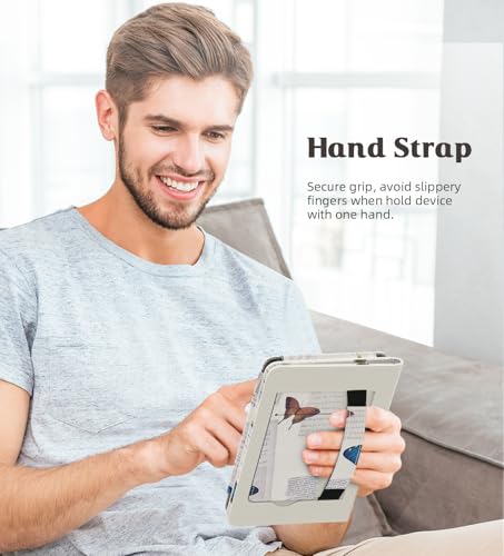 Image of MoKo Case for 6 inch All-New eBook(11th Generation-2024 /2022), Lightweight Shell Cover with Hand Strap Auto Wake /Sleep for E-Reader 11th Gen. 2024, Not fit Kobo Aura 2 /Remarkable, Vintage Butterfly