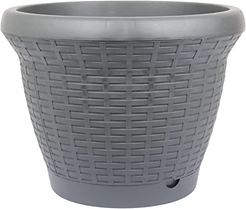 Tamersgifts Flower Plant Pot Rattan Style Garden Planters With Drip Tray - 6 Sizes 3 Colours (Anthracite, 50cm Diameter x 37cm Height) 3 Tamersgifts Flower Plant Pot Rattan Style Garden Planters With Drip Tray - 6 Sizes 3 Colours (Anthracite, 50cm Diameter x 37cm Height) - Image 3