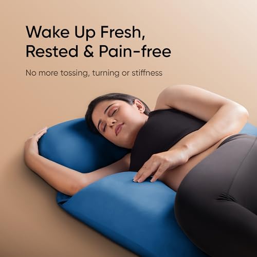 Image of Frido Maternity U-Shaped Pillow | 360 Full Body Pregnancy Support | Detachable Arm & Arm Locator Pocket | Support for Back, Belly, Hips & Legs | 50 inch Soft Suede Velvet Cover | Blue