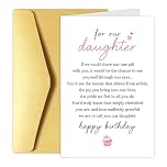 Daughter Birthday Card, Birthday Cards Blank Interior with Gold Envelope for Daughter, Greetings Card with Words from Mum and Dad
