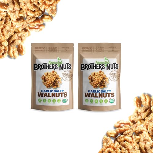 Brothers Nuts Garlic Salty USDA Organic Sprouted Walnuts, 6 oz (2 Pack)