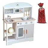 [食品衛生法適合検査済] Rocotto ままごとキッチン 木製 組立式 調理器具付き ままごとセット 知育玩具 コンロ ミニキッチン プレゼント ギフト おままごと おもちゃ (04.本体のみ（クリスマスラッピング付き）)