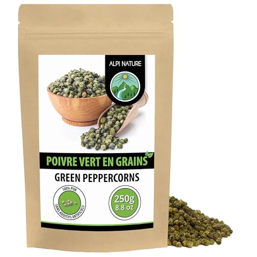 Alpi Nature Poivre Vert en Grain 250g, Poivre Vert Grains Entiers pour la Cuisine et Mélanges d'Épices