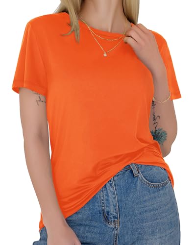 GAYHAY Orange T Shirts for Women - Short Sleeve Spring Summer Tops Soft Basic Tees Beach Vacation Clothes for Casual 2026