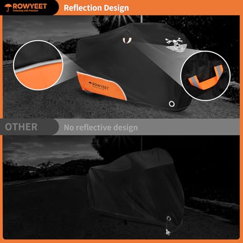 image for ROWYEET Motorcycle Cover Waterproof Outdoor Storage with Lock-Holes, S