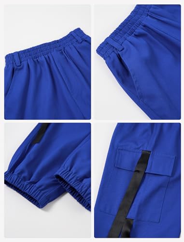 Image of Rolanko Girls Cargo Pants for Kids Loose Streetwear Hip Hop Dance Cotton Cargo Jogger Pants for Kids 4-15 Years