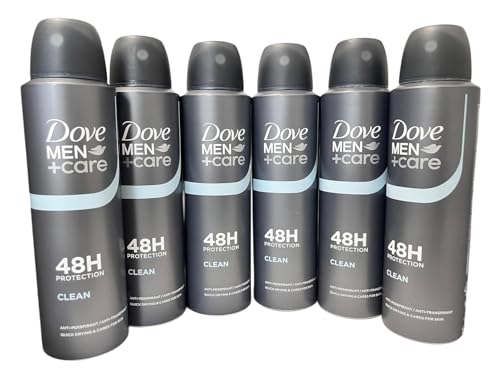 Dove Men+Care Classic Lot de 6 déodorants anti-transpirants avec ¼ de crème hydratante pour homme Protection 48 h contre la transpiration et les odeurs 150 ml