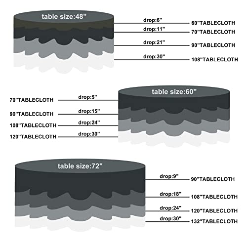 108 Inch Round Tablecloth Washable Polyester Table Cloth Decorative Table Cover For Wedding Party Dining Banquet（12 Pack 108 Inch,Black） #TOP2