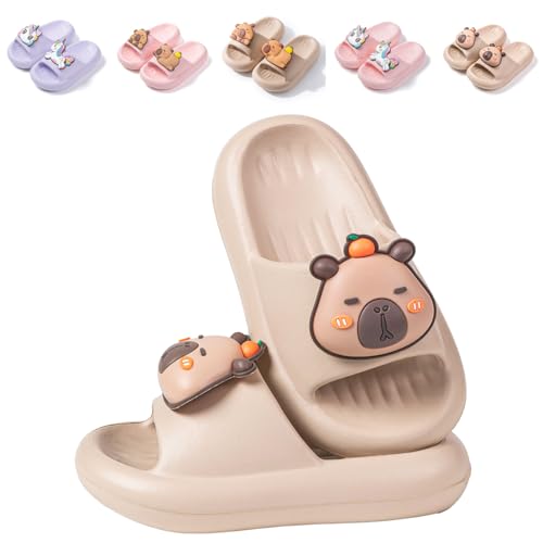 Image of Girls Cloud Bow Slide & Shower Slippers - Non-Slip Slip-On Kids Beach Pool Indoor Outdoor Shoes