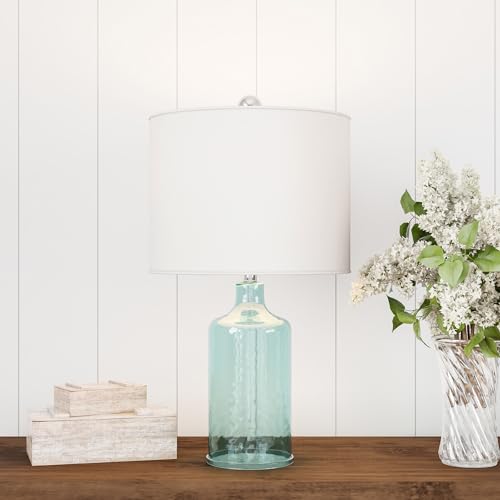 Set of 2 Table Lamps - Glass Lamp Set with Open Bases, LED Bulbs, and Shades - Decorative Lamps for Coastal or Nautical Decor by Lavish Home (Blue) by Lavish Home - Image 8