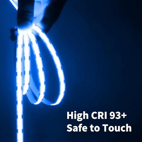 Image of 6.56FT /2M Blue COB LED Strip Light, USB Powered Cuttable LED Tape Lights, 640 LEDs High Bright CRI93+ Flexible Dimmable Lights for Bedroom TV Backlight Cabinet Decor