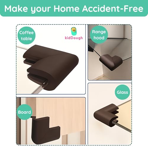Image of KidDough Baby Proofing Corner Guards, Corner Protector for Sharp Edges, Table Corner Protector for Baby Safety (U Shape Brown)