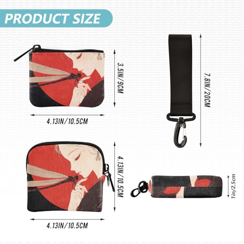 Retro Dragonfly Anime Chinese Style Dual Wristlet Wallets for Women Large Capacity ID Card Holders Protector with Zipper Pocket for Work Travel 2 Pcs4