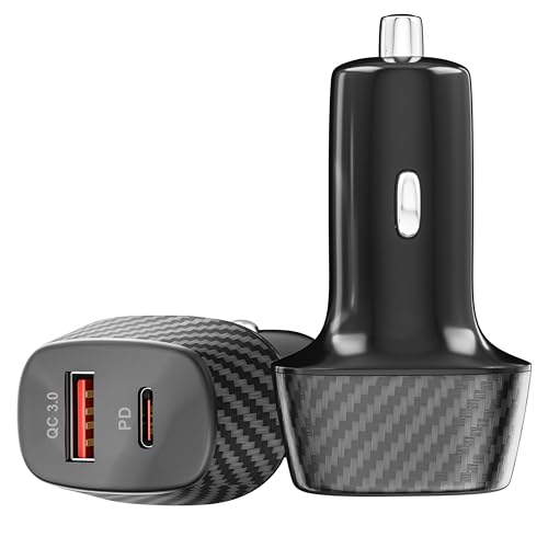 Image of Ubon CH57 Dual Output Fast Car Charger with 45W Type-C PD & USB 3.0, Charging Adapter Compatible with Cars for iPhone & Android Smartphone, Smartwatch (Black)