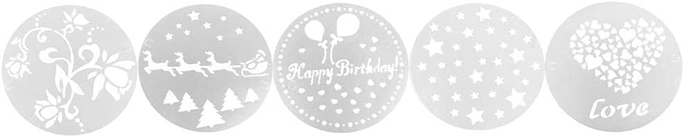 Fdit 5PCS Plastic Baking Tool Cake Stencils Decorating Cake Spray Stencil Template Cake Decorating Tools for Birthday Wedding Cake Decoration