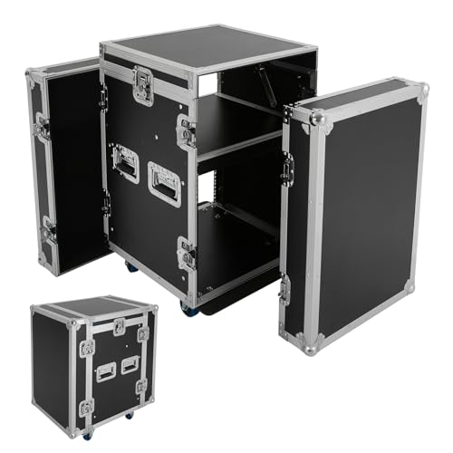 YUMIONB PA DJ Rack Case, 10U PA DJ Cabinet Heavy Duty Mobile Studio Equipment Cabinet with 4 Wheels...