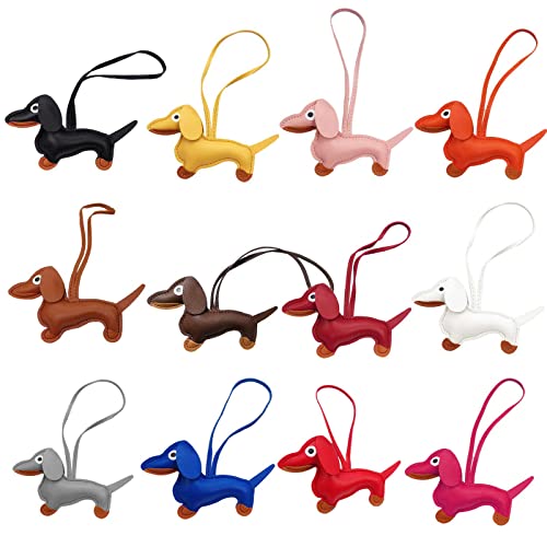LUOFENG Mini süßer Dackel-Hund-Schlüsselanhänger-Anhänger, schöner PU-Leder-Tiere-Schlüsselanhänger für Handtasche, Tasche, Rucksack, Handtasche