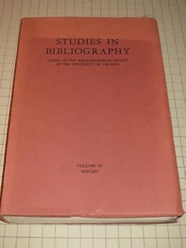 Hardcover Studies in Bibliography: v. 3 Book