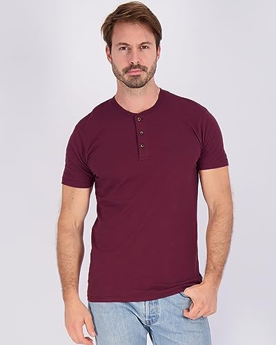 Image of Real Essentials 3 Pack: Mens Casual Long & Short Sleeve Cotton Henley Lightweight Button T-Shirt, Long Sleeve - Set