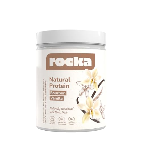 Rocka Nutrition Natural Protein Veganes Proteinpulver ohne Süßungsmittel 22g Protein Clean Pflanzenprotein ohne Zuckerzusatz & Aromen - Produziert in Deutschland Bourbon Vanilla 600g