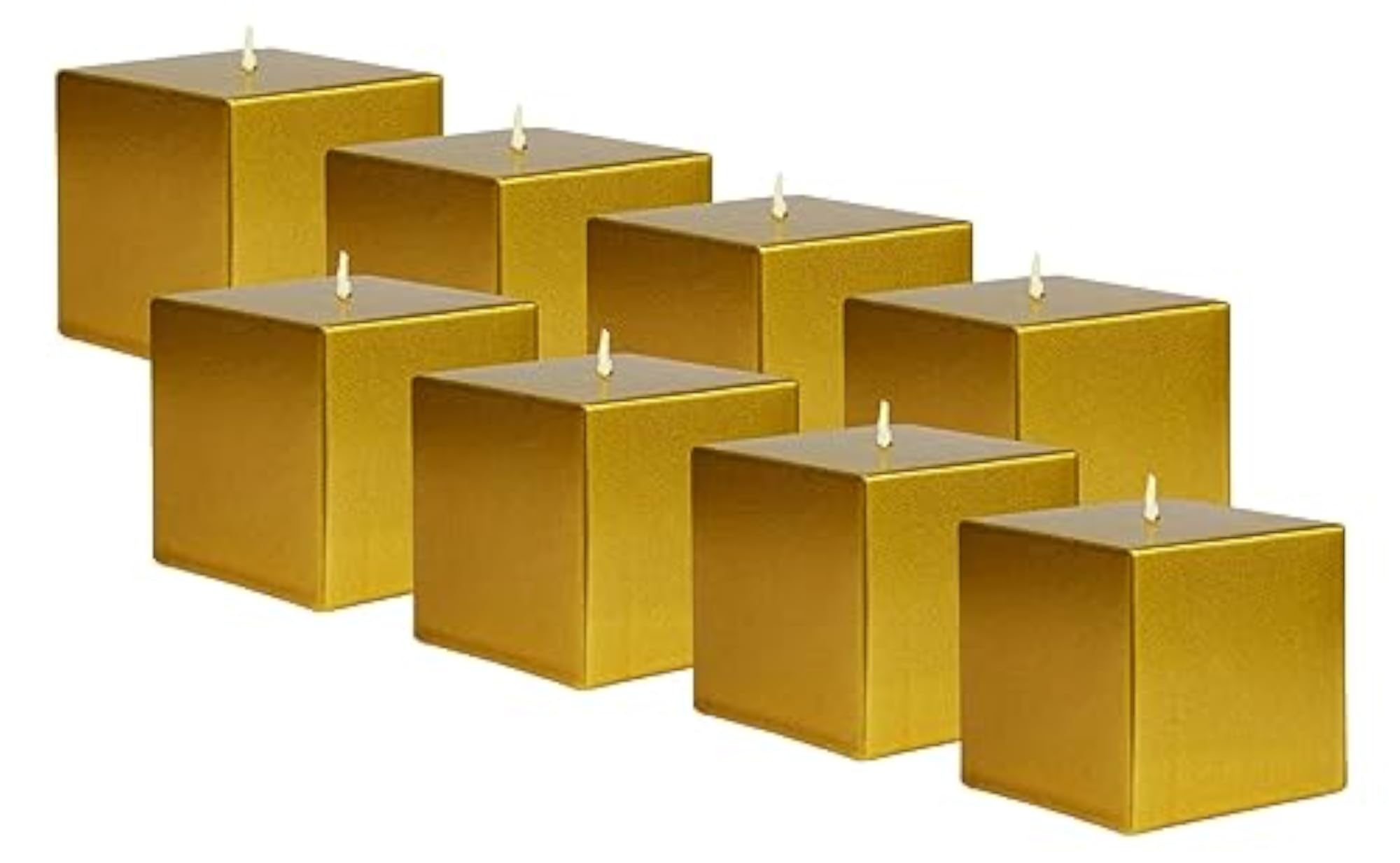 Golden Cube Candles Set of 8, Decorative Gift