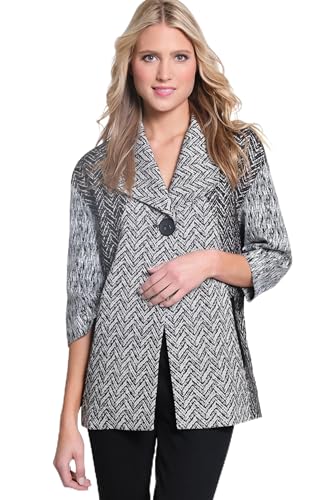 MULTIPLES Women's Three Quarters Sleeves Drop Shoulder Two-Pocket One-Button Oversized Jacket