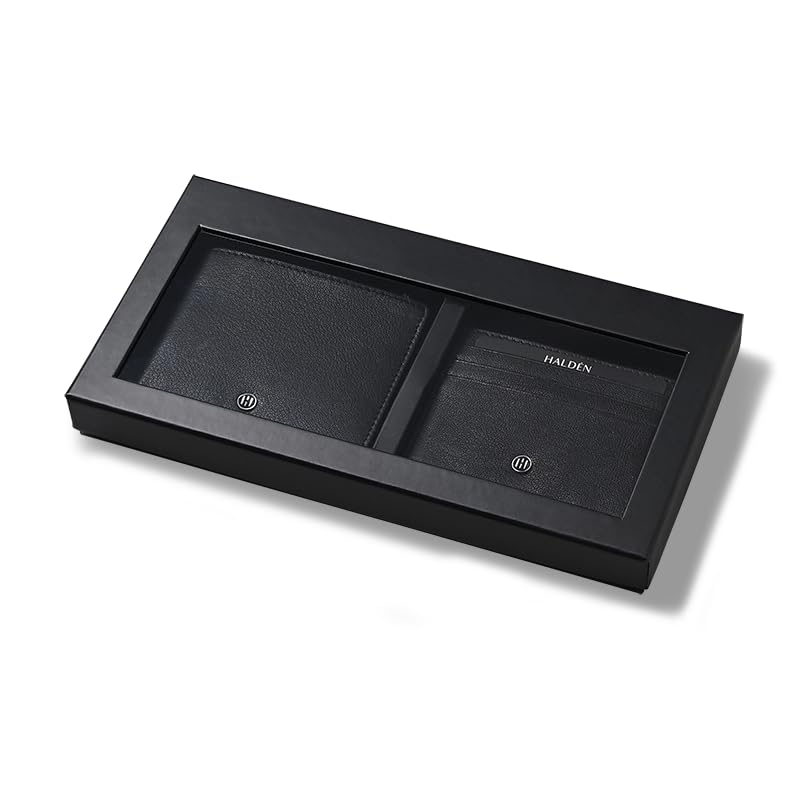 Men's Top Grain Leather Wallet Gift Set, RFID Blocking, Bifold Wallet+Card Holder Gift Set (Black)-image-23