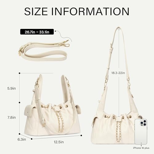Image of CLUCI Quilted Leather Handbag, Soft Tote Bags for Women with Adjustable Strap, Crumpled Shoulder Purse Tabby Slouchy Hobo Bag