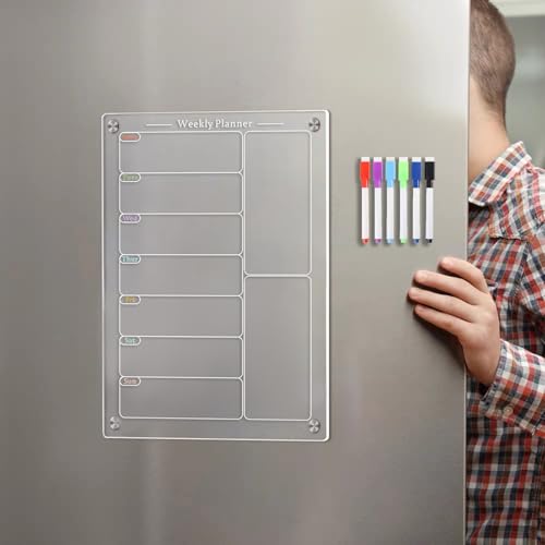Tableau alimentaire effaçable à sec magnétique frigo calendrier hebdomadaire acrylique - 5
