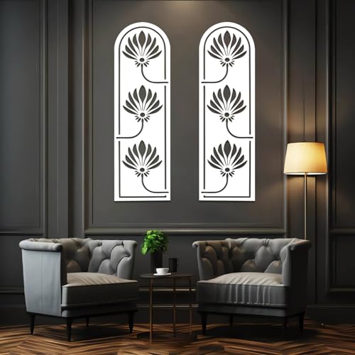 Décoration murale métal en arche de lotus avec finitions vintage prestigieuses