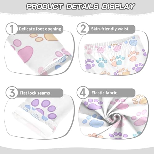 Cute Cat Dog Paw Print Girls Casual Leggings for Kids Printed Long Pant Bottoms Stretch and Soft3