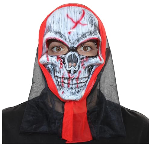 Fartoni Mascara Esqueleto Niño O Adulto Roja. Mascara Calavera Niño O Adulto. Careta Esqueleto O Calavera Realista Con Capucha. Skull Mask