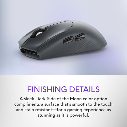 Image of Alienware AW720M Tri-Mode Wireless Gaming Mouse - 2.4GHz Wireless, Bluetooth 5.1, 26,000 DPI, 8-Fully Programmable Buttons, Magnetic Snap Charging Adapter USB-A to USB-C Cable - Dark Side of The Moon