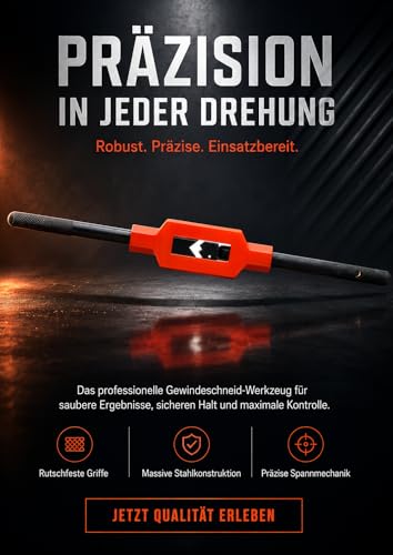BAER verstellbares Windeisen GR. 1½ | M1-12 | 1/16-½ | G 1/8 | DIN 1814 | Highend Zinkdruckguss | Halter für Gewindebohrer & Reibahlen | Gewindeschneiden