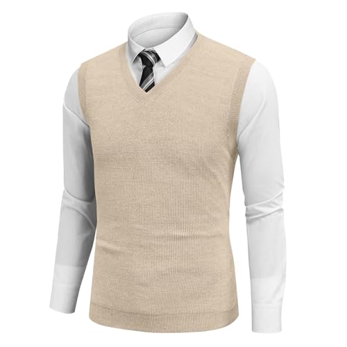 Sweater Vest Men V-Neck Casual Sleeveless Knitted Pullover Sweaters Business Work Waistcoat Men's Outerwear Vests3