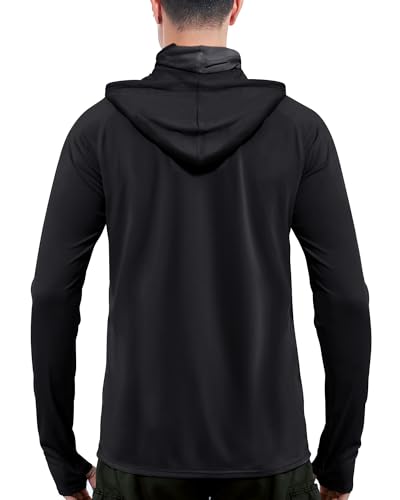 Image of isnowood Sun Shirt UPF 50+ Men's Fishing Long Sleeve UV Protection Hoodie Hiking Rash Guard Swimming Running