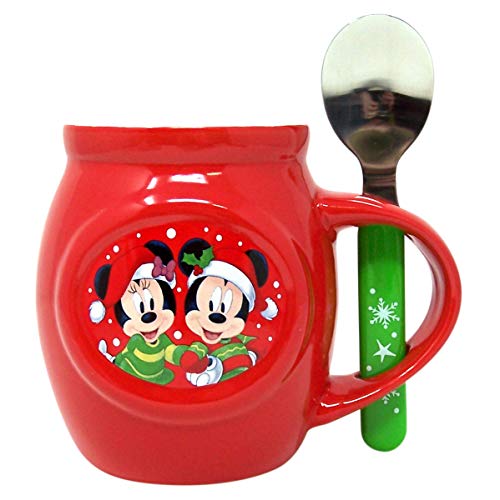 Disney Mickey and Minnie Christmas Mug and Spoon Gift Set with Cocoa Mix and Marshmallows, 1.70 oz