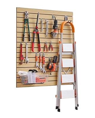 VEVOR Slat Wall Paneling, 4 x 4ft, MDF Garage Slatwall with Modular Design, Natural Slat Wall Easy-to-Install Adjustable Slatwall Panel with Coupling Structure & DIY Cutting, Fit for Storage & Display