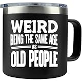 Funny Coffee Mug for Adults – 14 oz Stainless Steel Insulated Travel Mug with Lid – Gag Gift for Men and Women – Middle Aged Humor Cup, Sarcastic and Novelty Tumbler for Birthday or Office