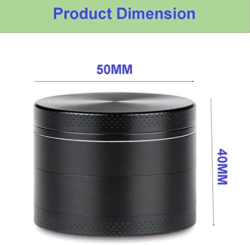 4 Layers Herb Grinders Portable Herbal Grinders Pollen Scraper with Pollen Catcher Mini Crusher Mill with Scraper and Cleaning Brush Zinc Alloy Grinder for Dry Herb - 50CM (Black)
