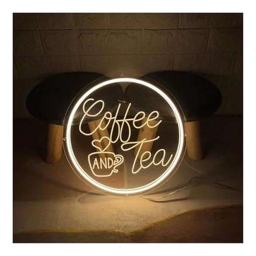 XENITE Néon Enseignes lumineuses Decor Café Et Thé Néon Signe Personnalité Lumière LED Pour Café Bar Salon De Thé Décoration Au Mur De La Pièce Alimenté Par USB(30x30cm)