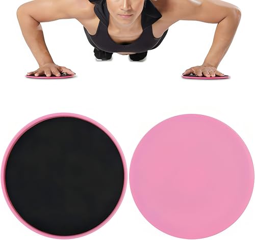 Tuokay, 2er Doppelseitige Gliding Discs, Fitness Disc Slides für Fitnessstudio, Zuhause & Yoga & Pilates, für Teppich, Fliesen, Laminat, Holzboden (Rosa)