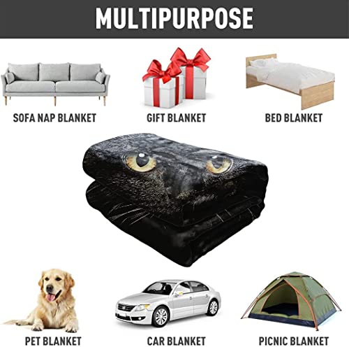 Hommomh 40"X50" Blanket Soft Fluffy Flannel Fleece Throw Black Cat #TOP3