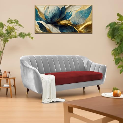 Image of Casaliving Anyse 3 Seater Sofa Set for Living Room (Maroon Grey Fabric) Premium Fabric Sofa