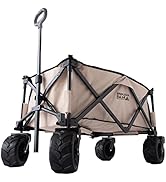 ENDLESS-BASE キャリーワゴン 自立OK 折り畳み式 100L ノーパンク ワイドタイヤ ベージュアウトドアワゴン フォールディング キャリーカー耐荷重150kg マルチキャリー 45...