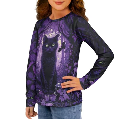 Image of Girls Long Sleeve Shirts Casual Crewneck Soft T-shirts for Girls 3-16 Years Old