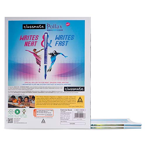 Image of Classmate Notebook - Single Line, 140 Pages, 240 mm x 180 mm - Pack Of 4 & Classmate Long Book - Unruled, 140 Pages, 297 mm x 210 mm - Pack Of 3